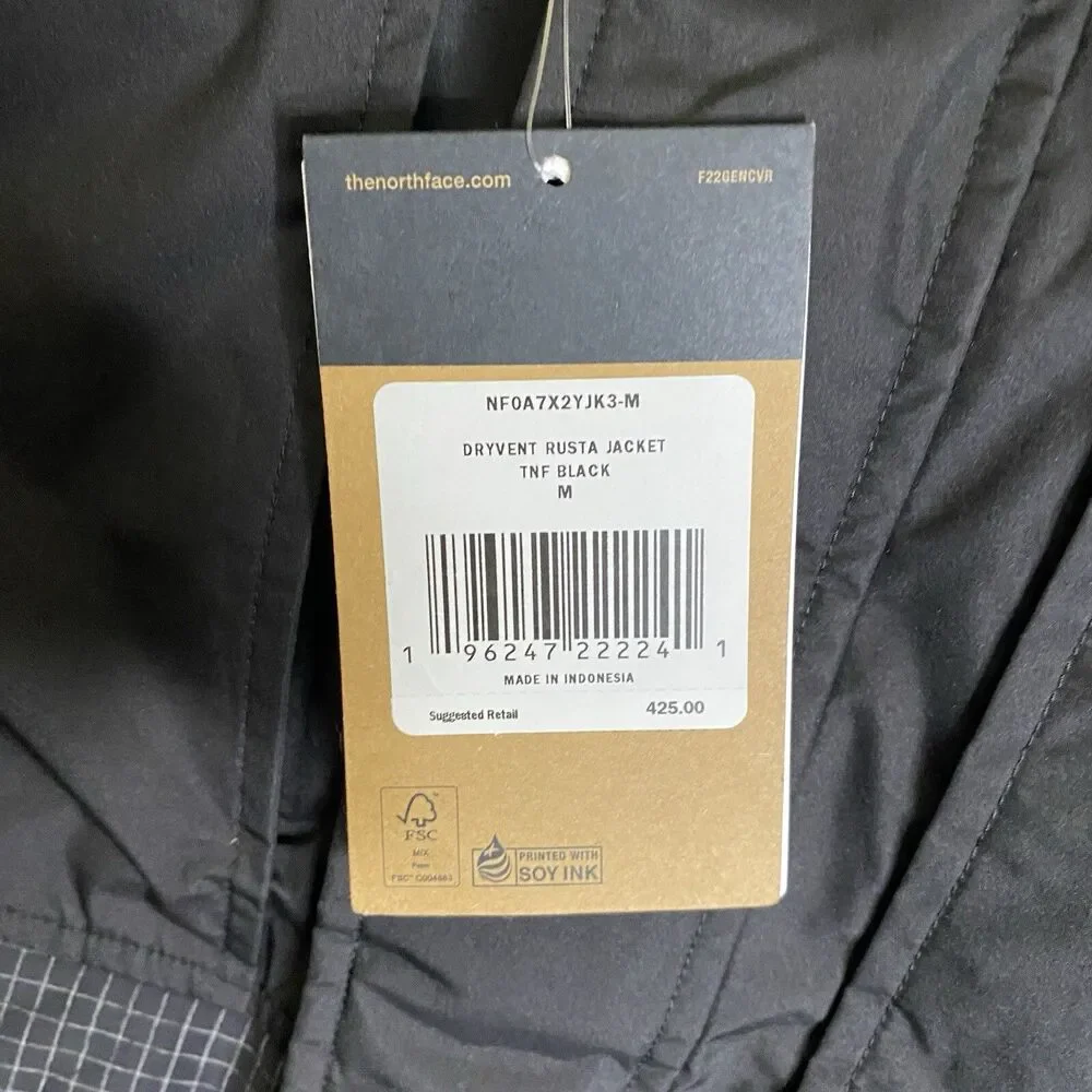 The North Face Dry Vent Rusta Jacket Mens Medium Full Zip Hooded Logo Warm NWT